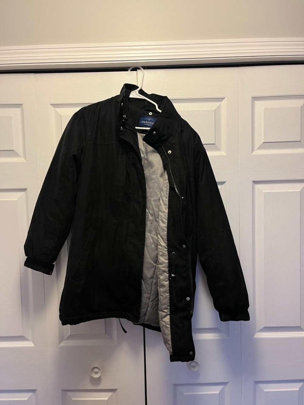 Men's Black Puffer Coat with Quilted Silver Lining